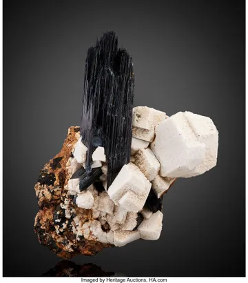 Arfvedsonite on Feldspar