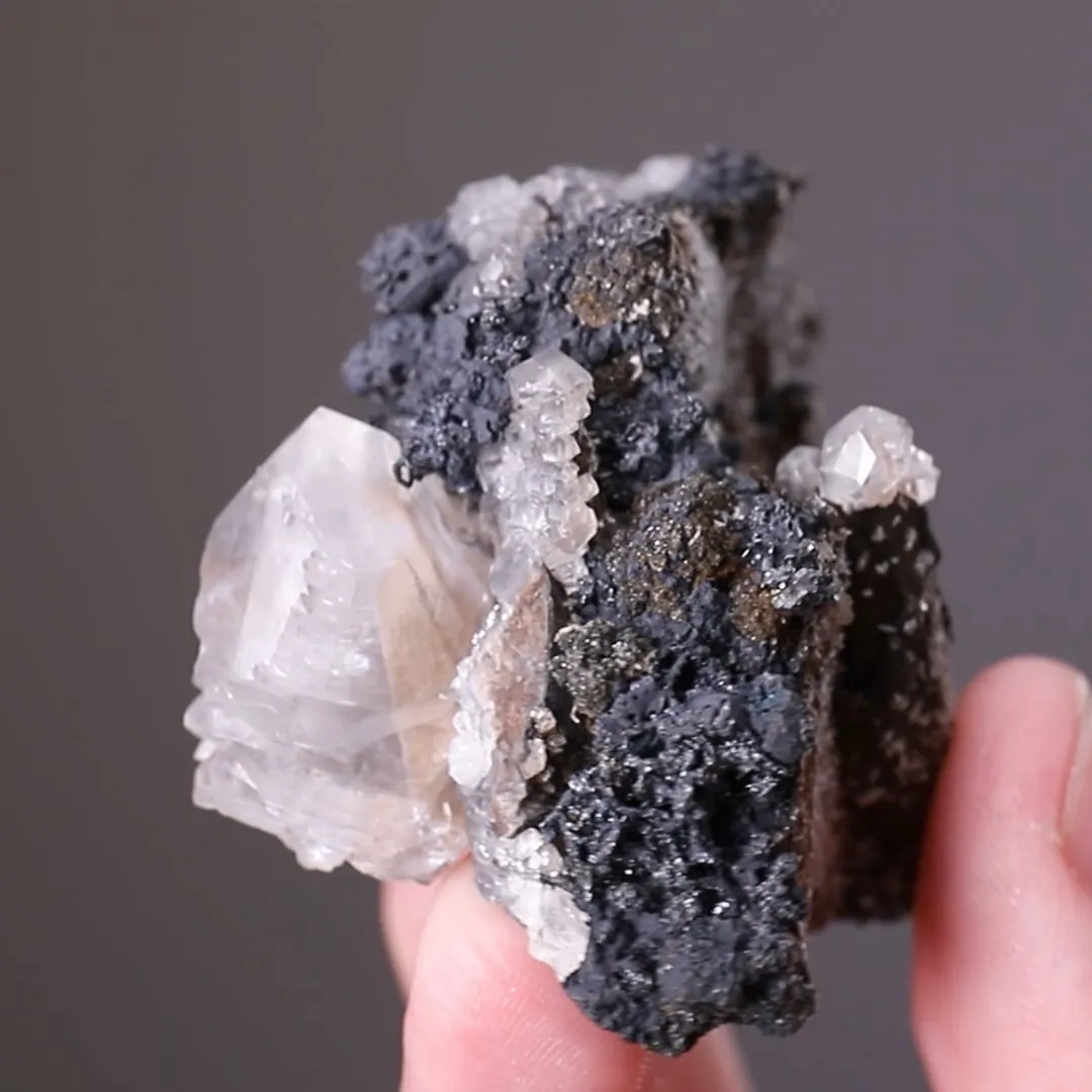 ARGENTOPYRITE with Calcite Polybasite and NATIVE Silver - image 2
