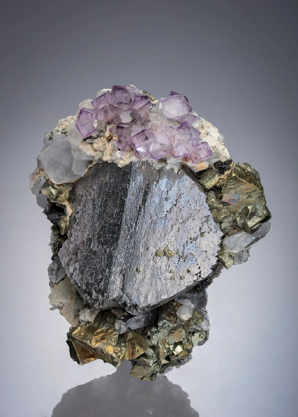 Arsenopyrite with Fluorite Chalcopyrite and Quartz - image 1