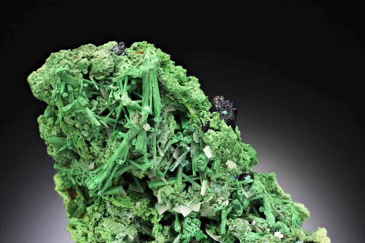 Arsentsumebite ps. after Mimetite with Azurite Wulfenite and Malachite ps. after Azurite - image 1