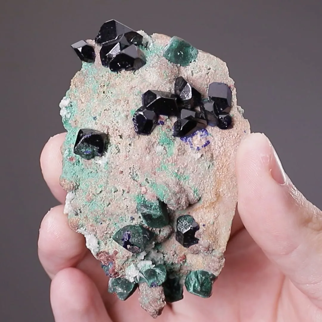 Arsentsumebite with Azurite and Malachite - image 2