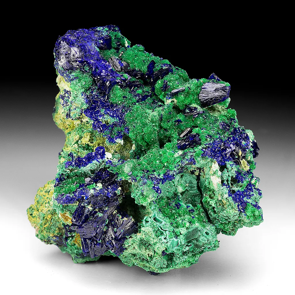Arsentsumebite with Azurite, Malachite image