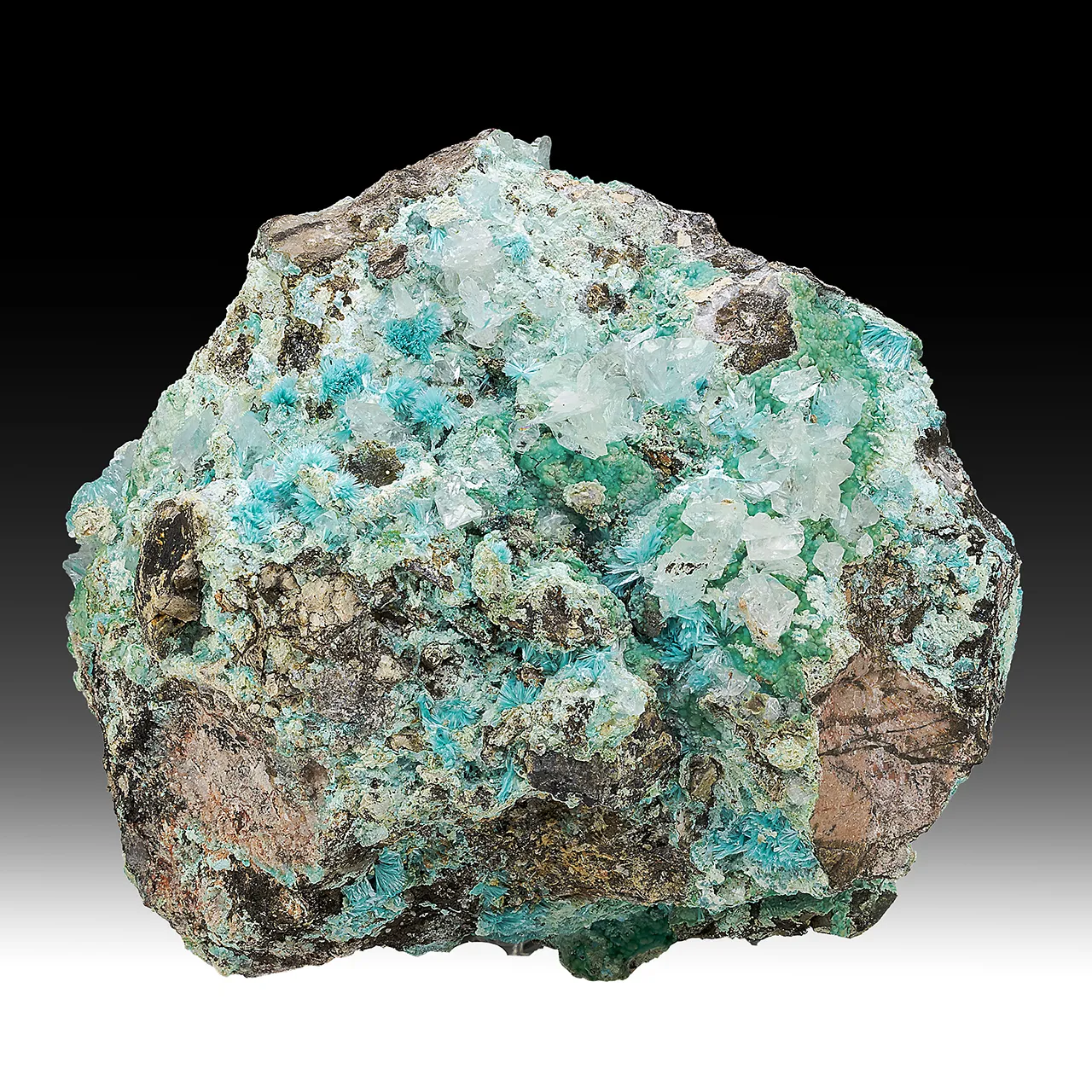 Aurichalcite with Calcite, Chrysocolla - image 1