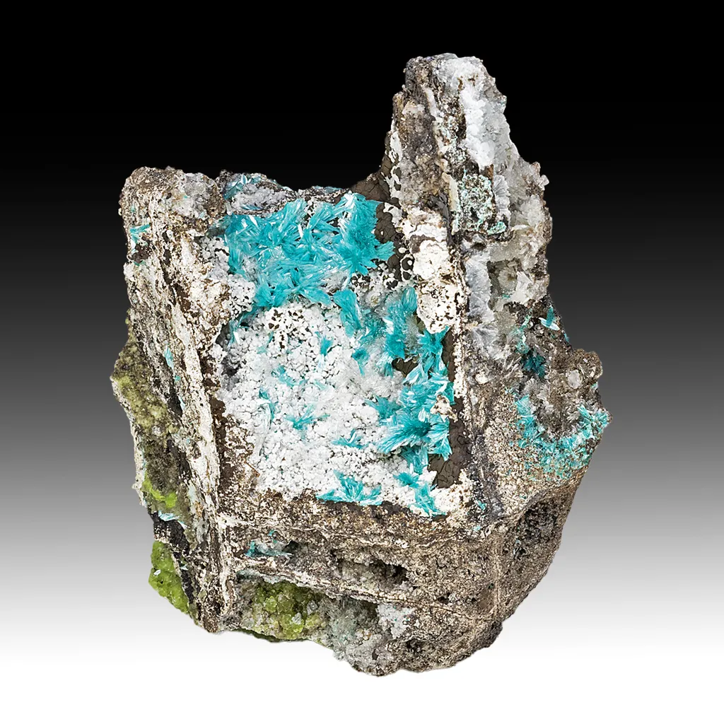 Aurichalcite with Hemimorphite, Calcite image