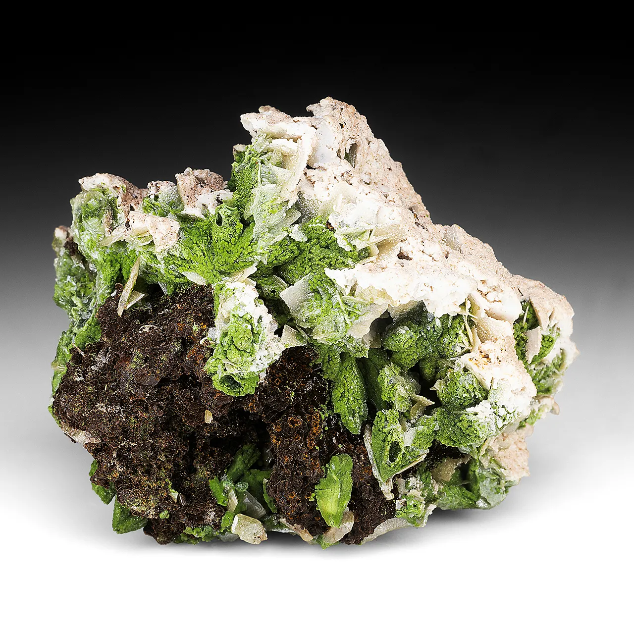 Austinite with Wulfenite, Calcite, Goethite, Quartz - image 1