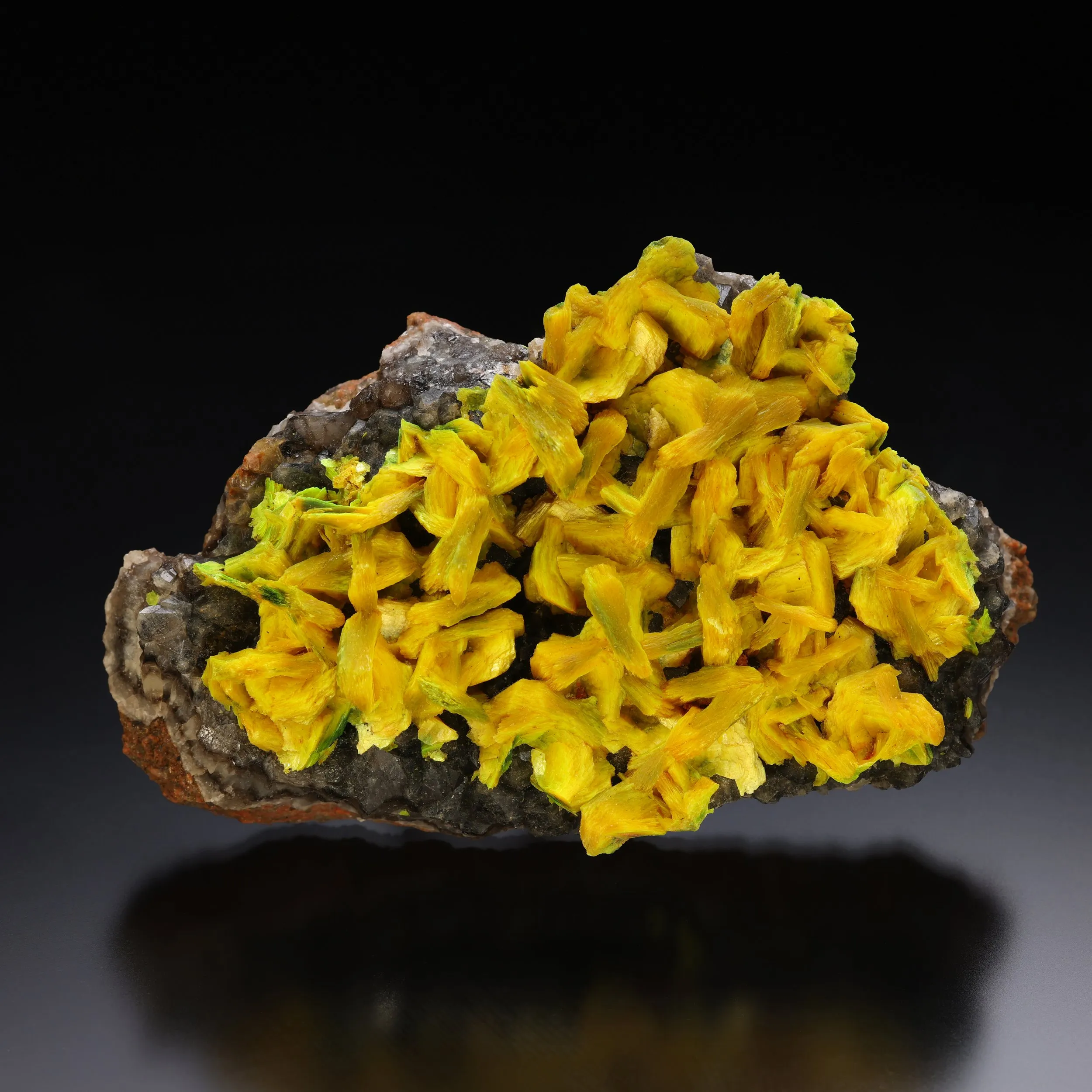 Autunite on Quartz on Granite - image 1