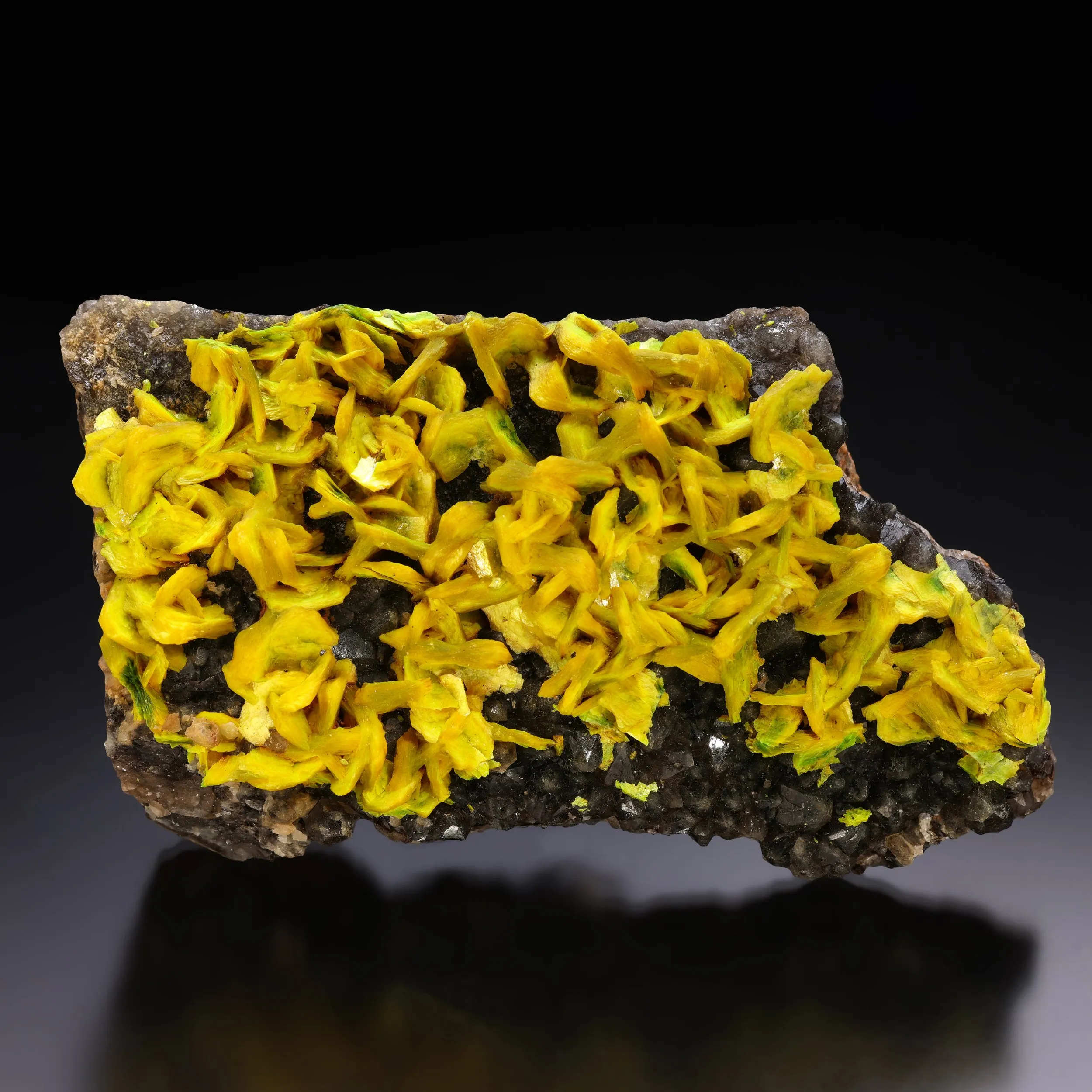 Autunite on Quartz on Granite - image 1