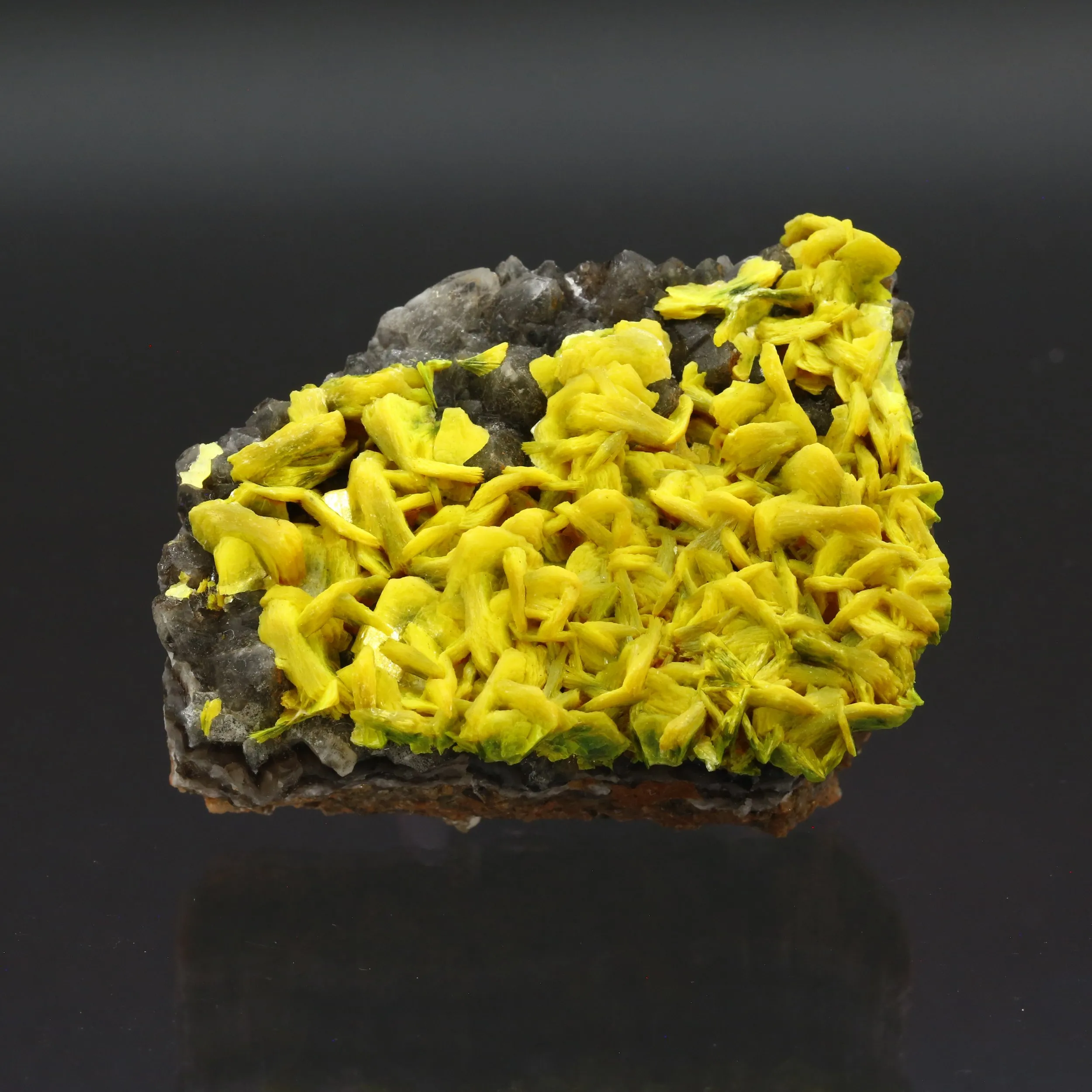 Autunite on Quartz on Granite - image 1