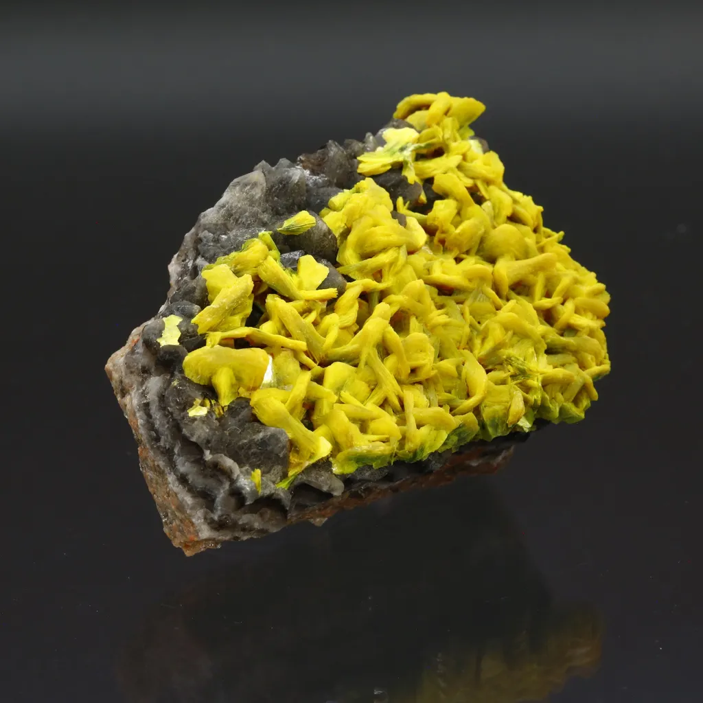 Autunite on Quartz on Granite - image 2