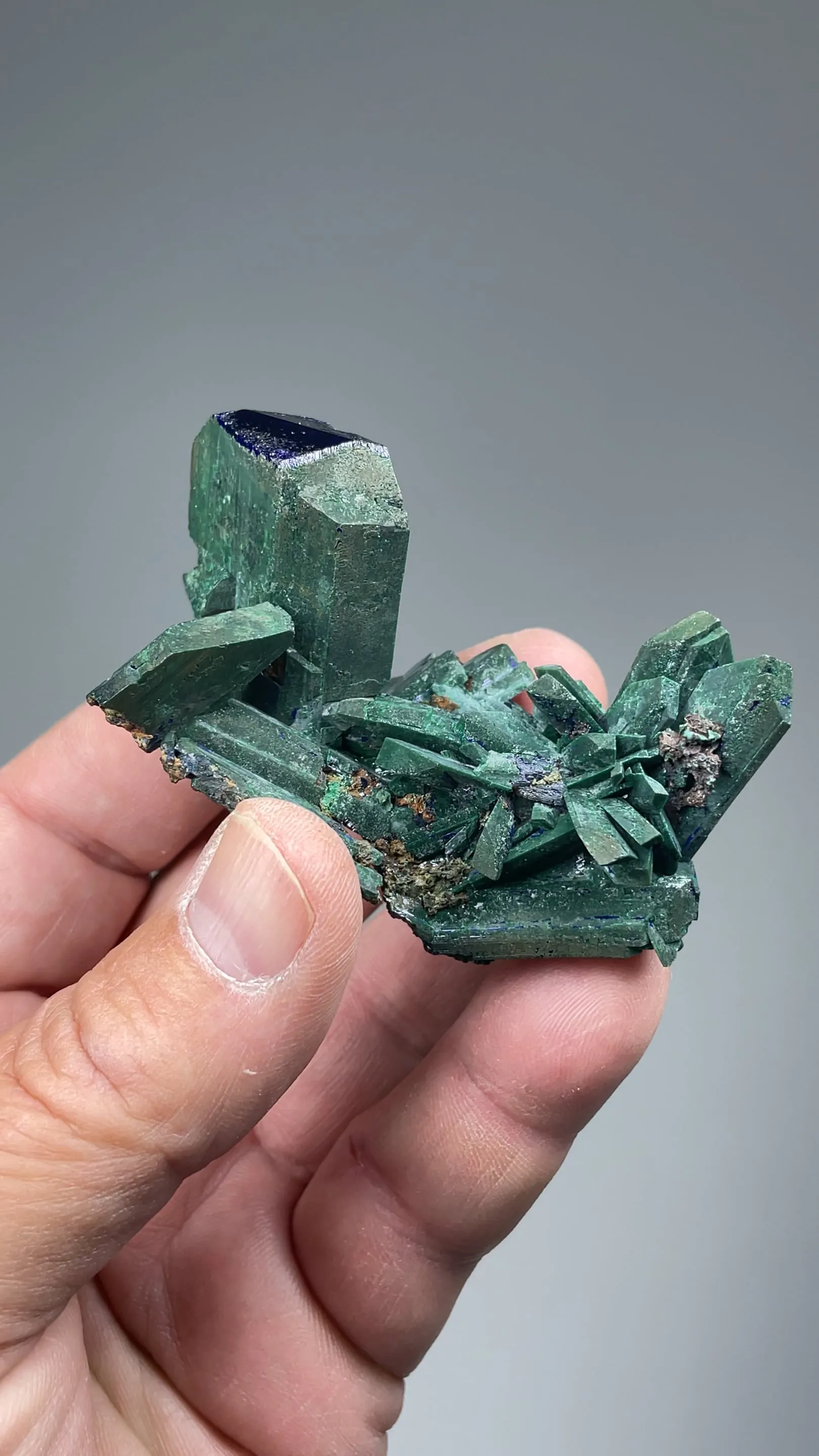 Azurite altering to Malachite (repaired) - image 2