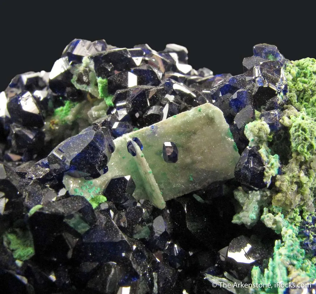 Azurite and Cerussite on Arsentsumebite - image 4