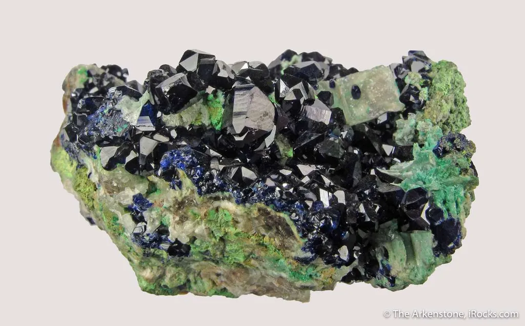 Azurite and Cerussite on Arsentsumebite - image 3