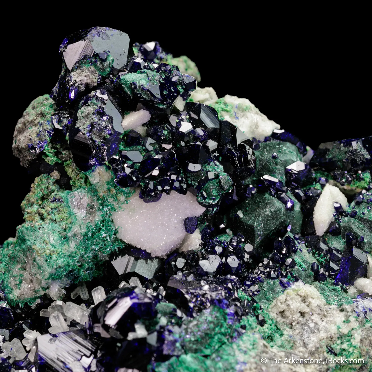 Azurite and Cerussite on Malachite - image 4