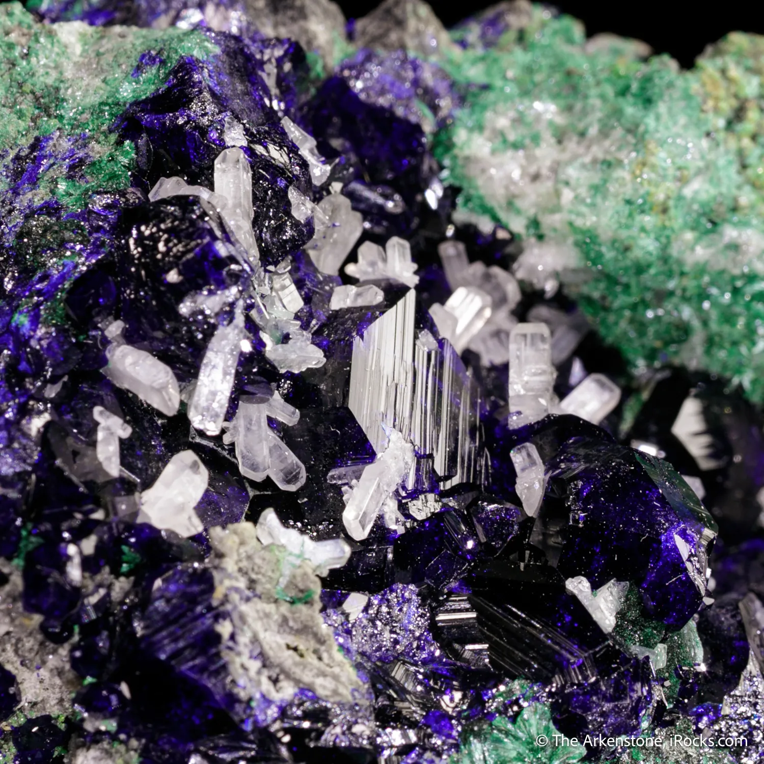 Azurite and Cerussite on Malachite - image 1