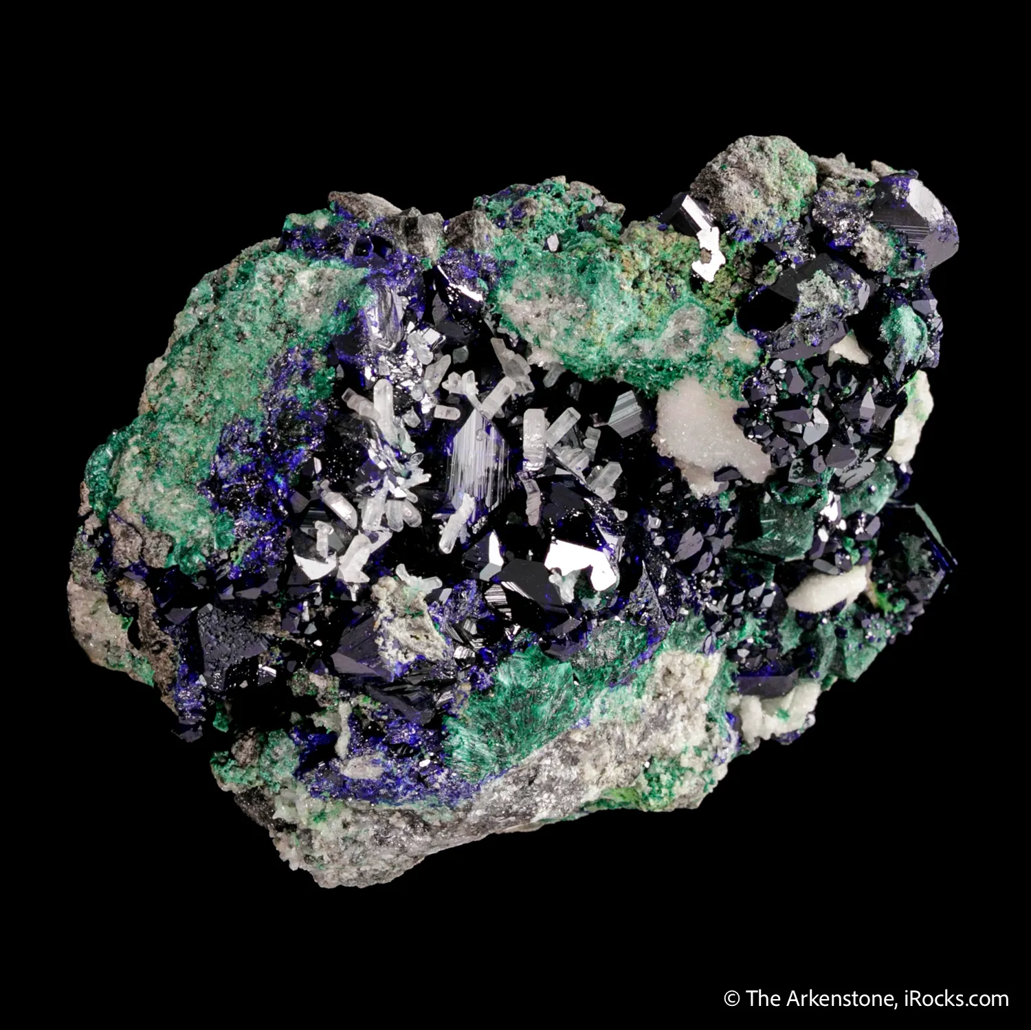 Azurite and Cerussite on Malachite - image 5
