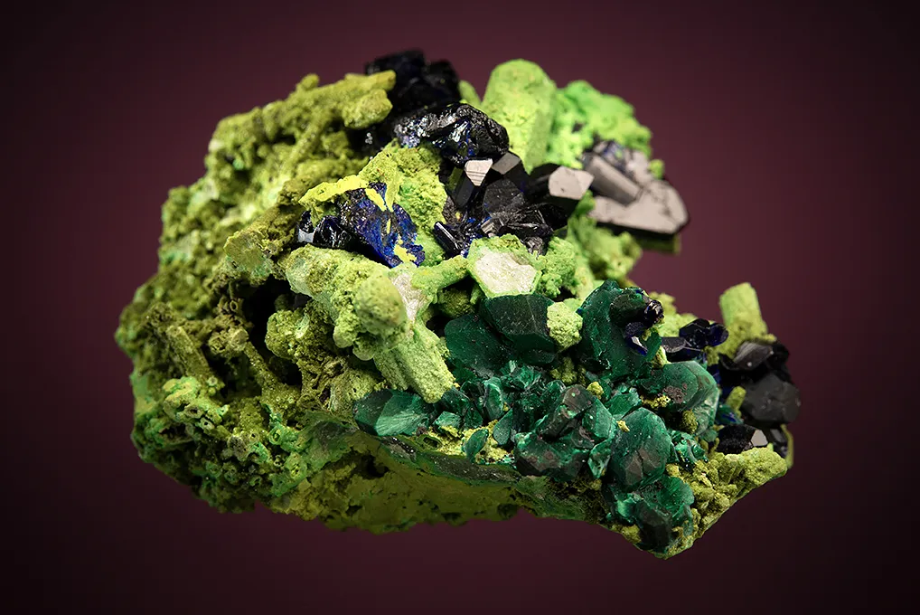 Azurite and Malachite after Azurite with Bayldonite coating Mimetite - image 6