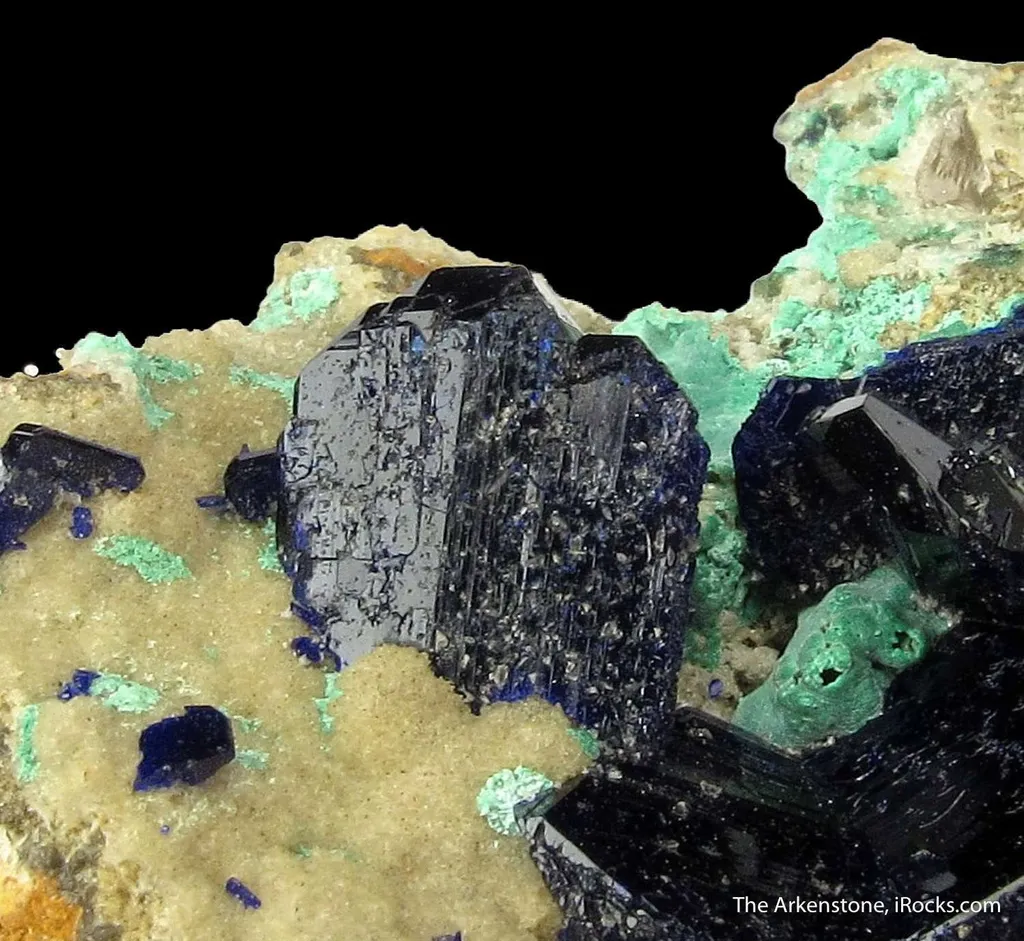 Azurite and Malachite on Cerussite image