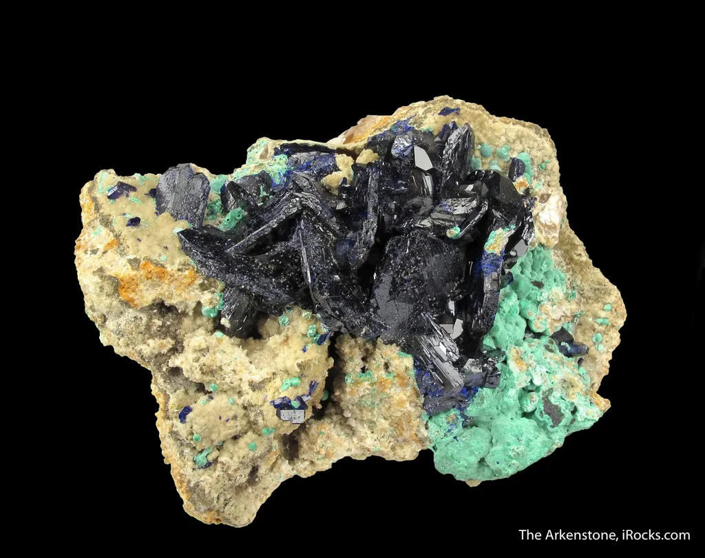 Azurite and Malachite on Cerussite - image 5