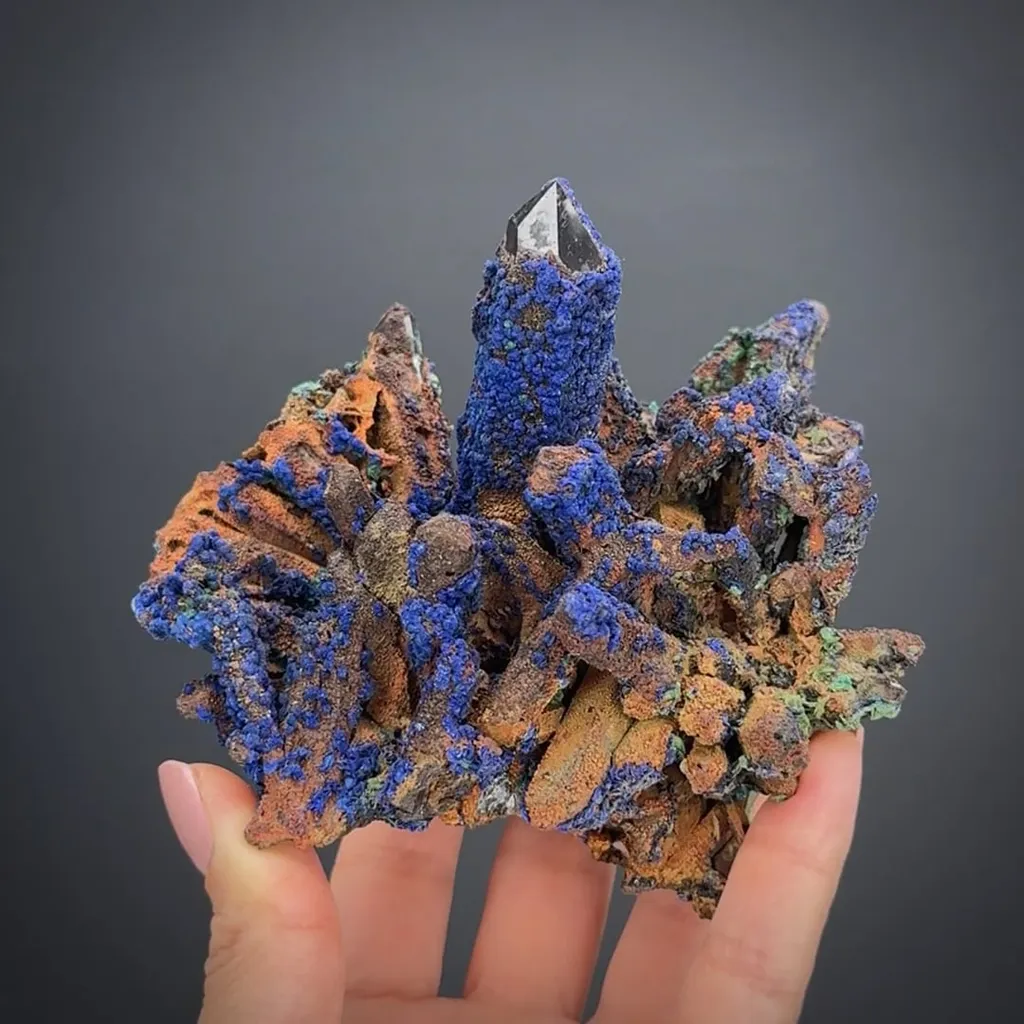 Azurite and Malachite on Quartz - image 2