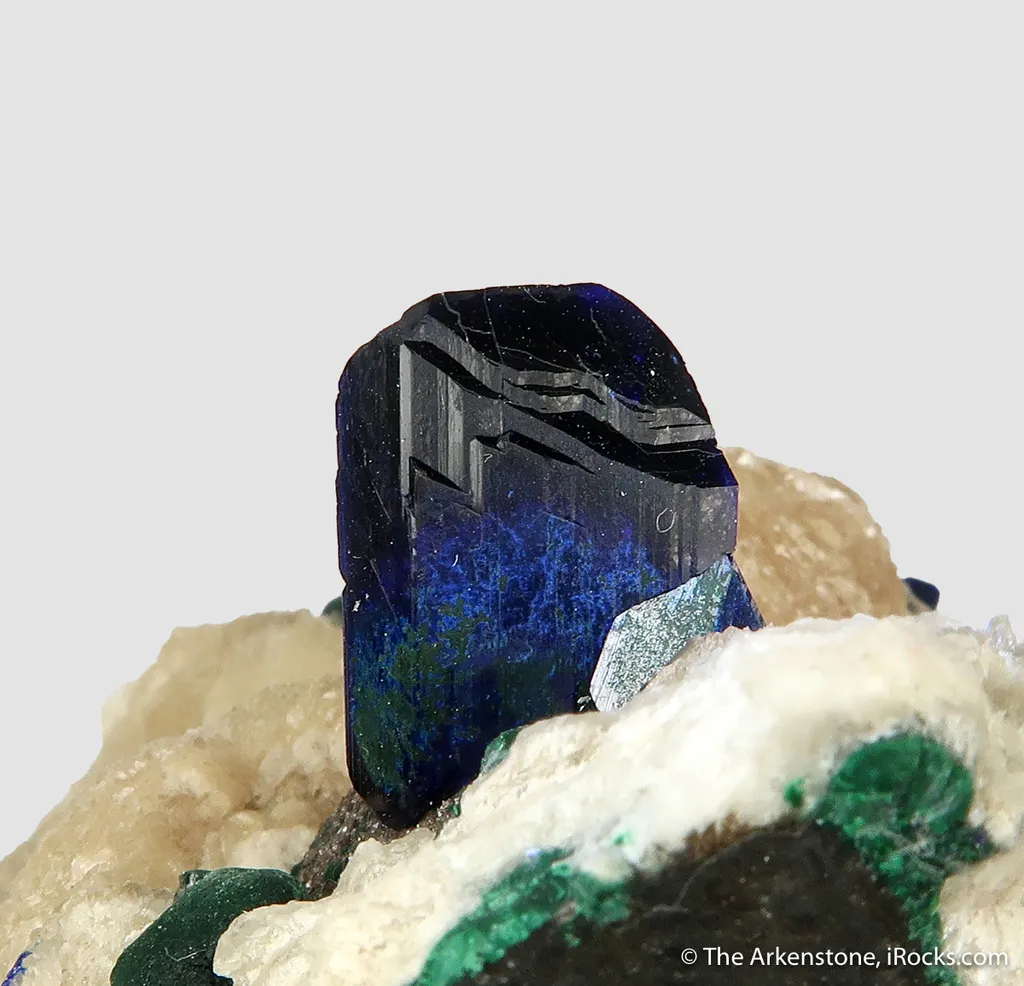 Azurite, Anglesite, Malachite, and Calcite (fl) image