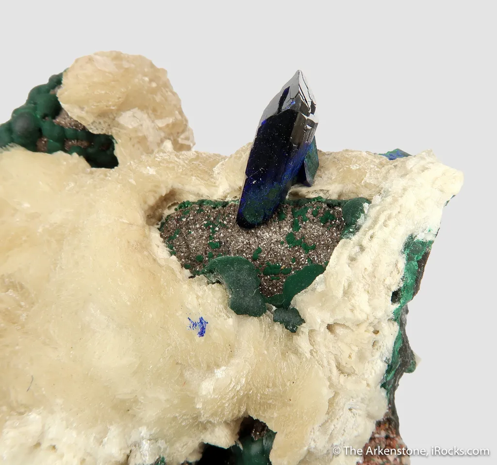 Azurite, Anglesite, Malachite, and Calcite (fl) - image 5