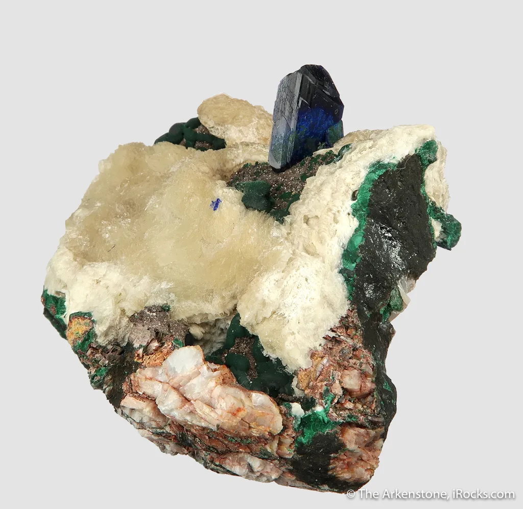 Azurite, Anglesite, Malachite, and Calcite (fl) - image 10