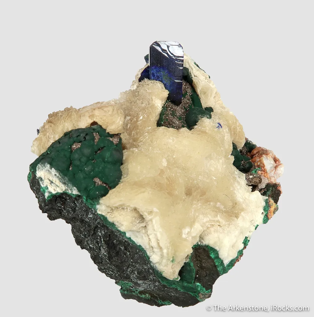Azurite, Anglesite, Malachite, and Calcite (fl) - image 2