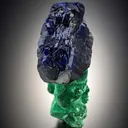 Azurite (doubly terminated) on Malachite - image 1
