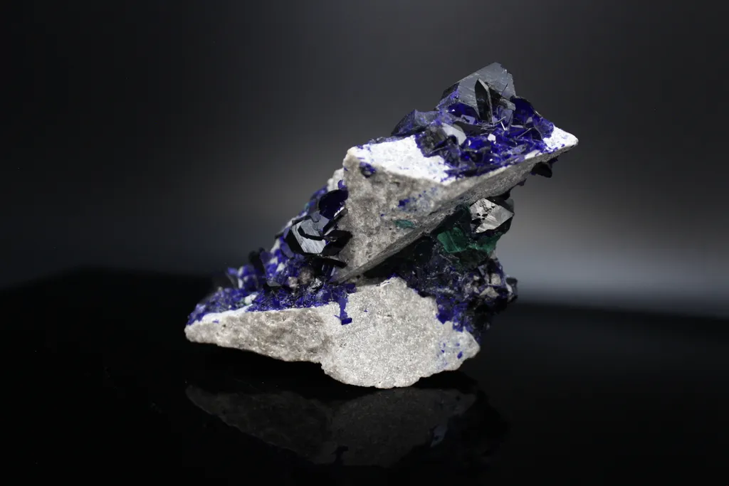 Azurite filling fractured limestone - image 2