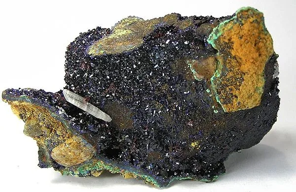 Azurite, Gypsum (Var: Selenite) image