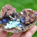 Azurite Hematite Malachite 252 grams - Le Moulinal Mine, Rayssac, Castres, Tarn, Occitanie, France - image 1