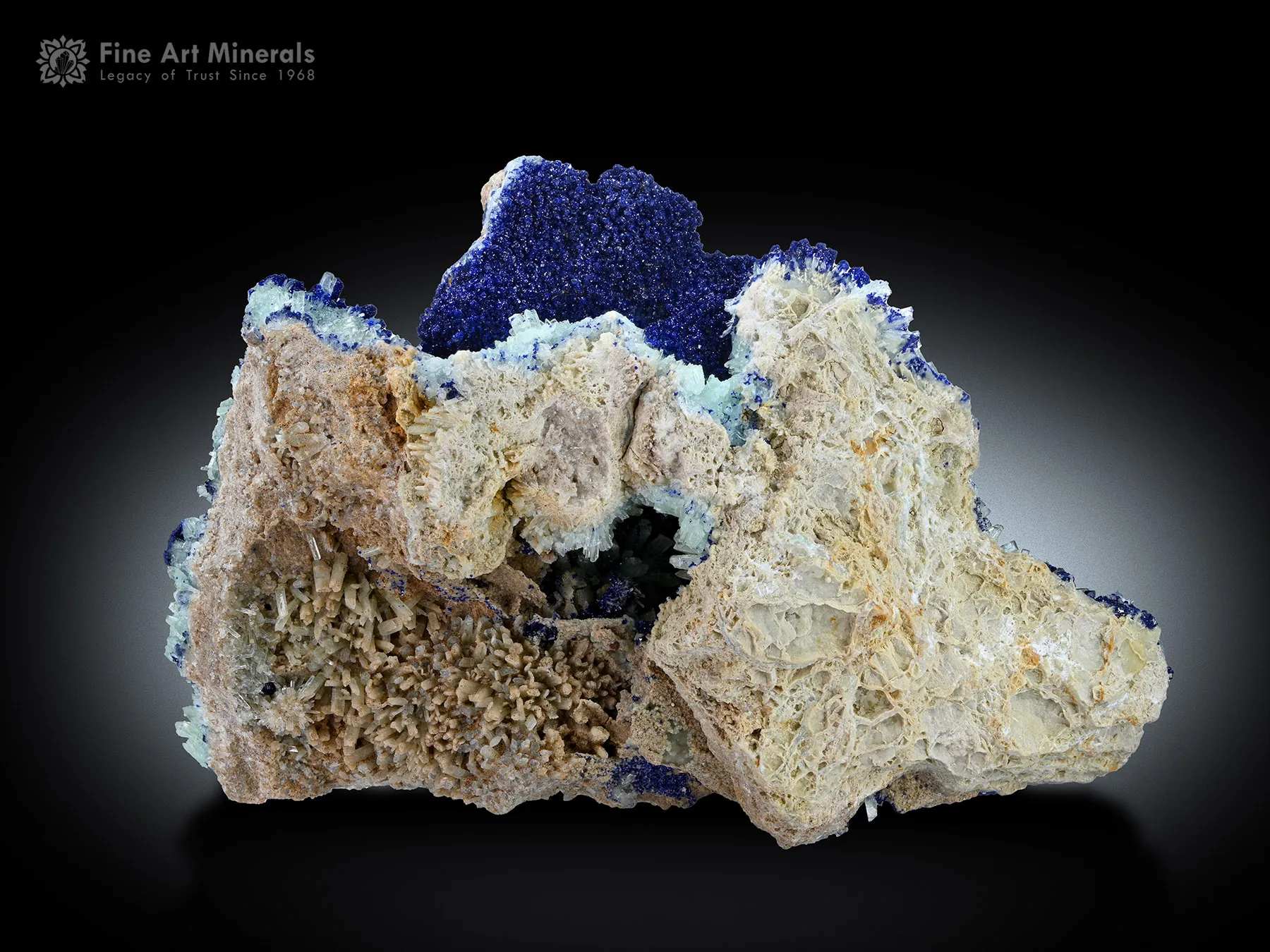Azurite on Aragonite from Helmand Afghanistan - image 2
