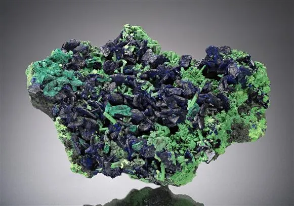 Azurite on ARSENTSUMBITE ps. after Mimetite - image 1
