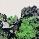 Azurite on Arsentsumebite (TL) - image 2
