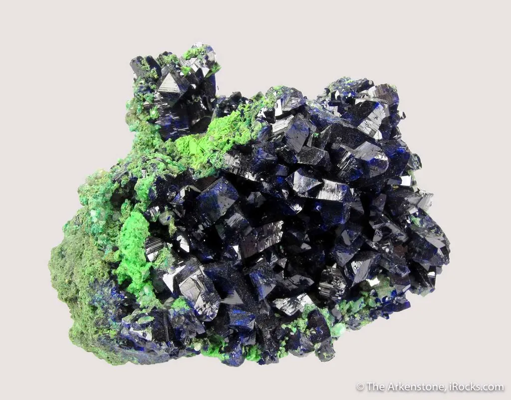 Azurite on Arsentsumebite (TL) - image 6
