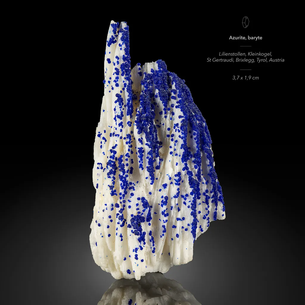 Azurite on baryte from Lilienstollen, Austria image