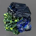 Azurite on Bayldonite - image 1
