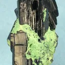 Azurite on Bayldonite - image 1
