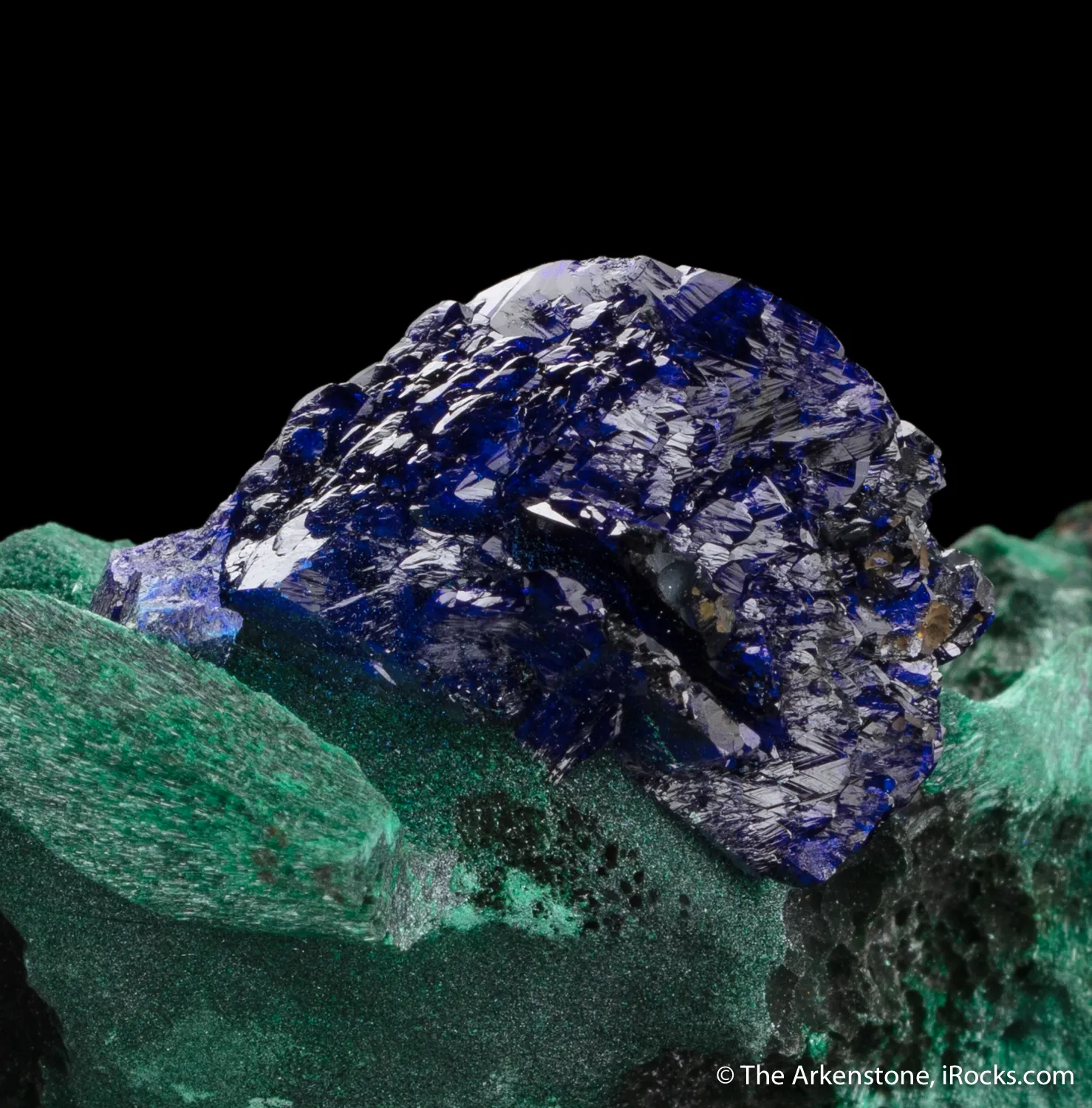 Azurite on chatoyant Malachite - image 5