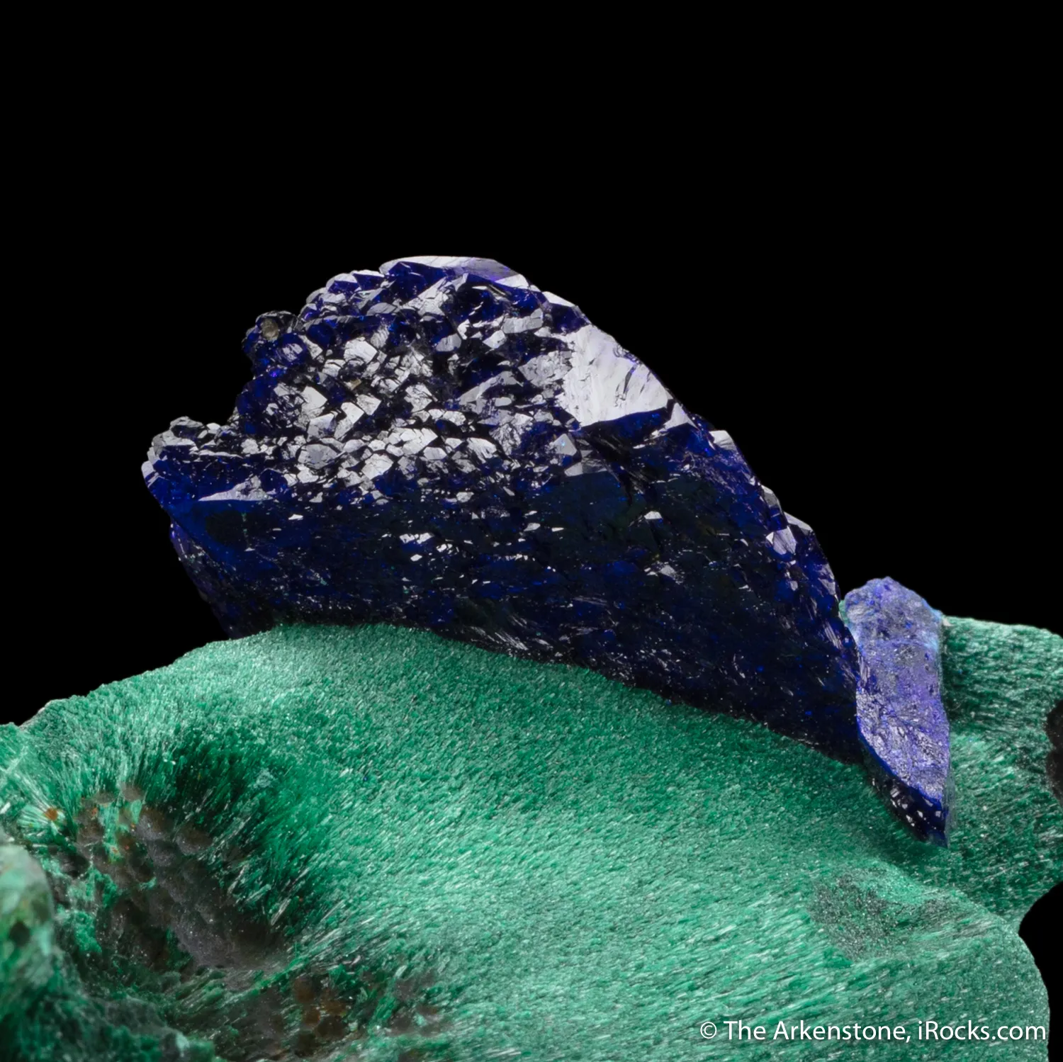 Azurite on chatoyant Malachite - image 4