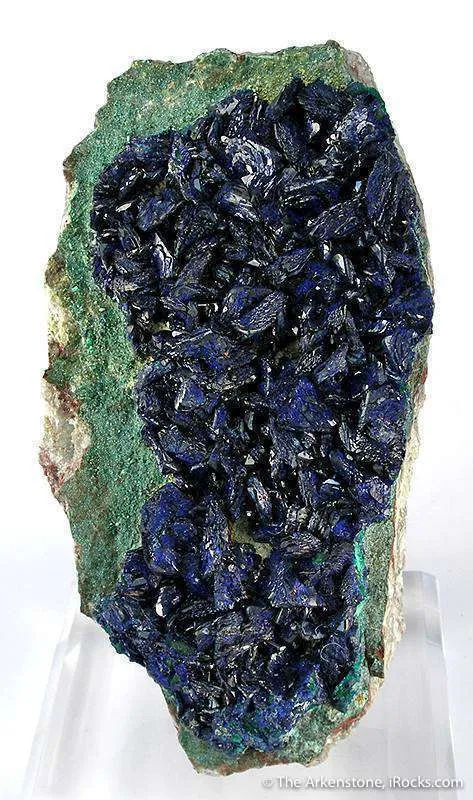 Azurite on Chrysocolla-Coated Malachite image