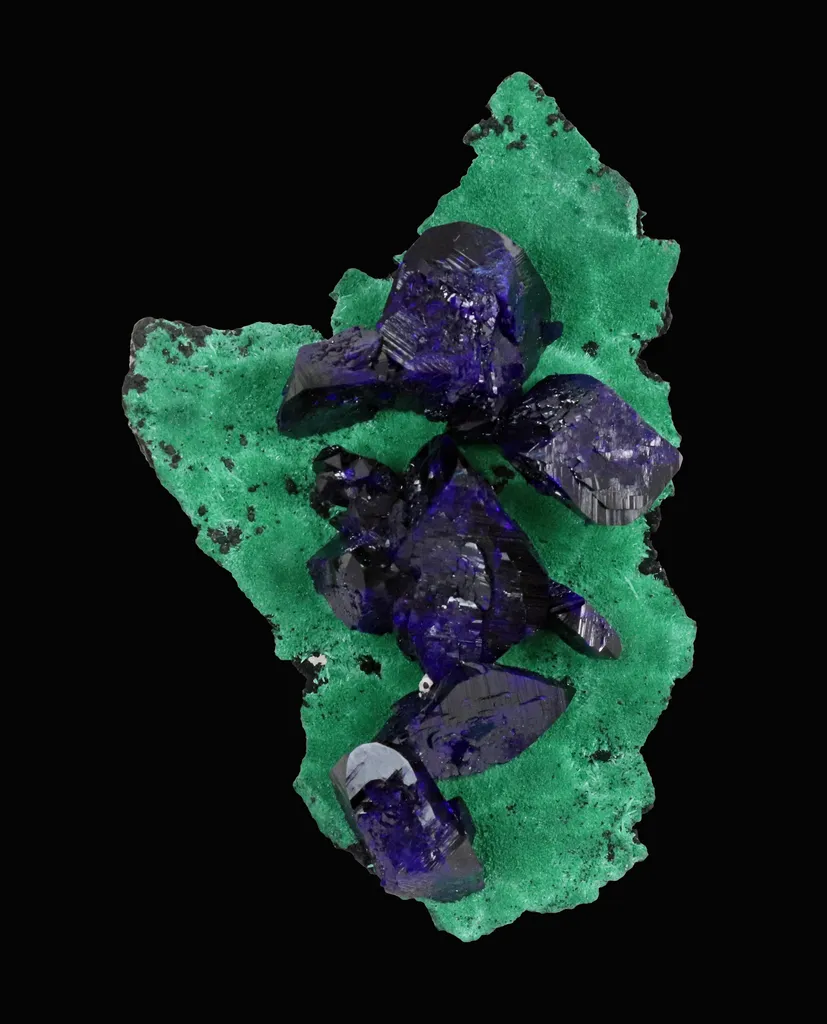 Azurite on malachite from Mexico, Sonora, Milpillas, Milpillas Mine image