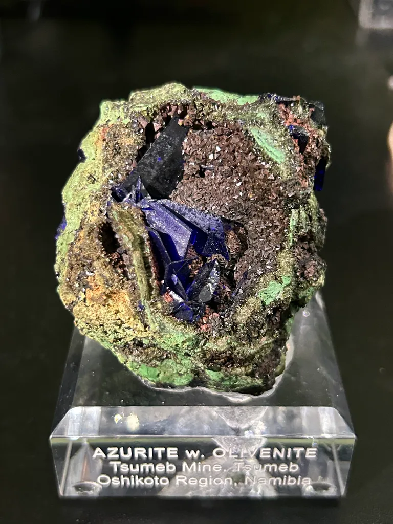 Azurite on Olivenite w/Bayldonite  from Namibia, Oshikoto Region, Tsumeb - image 3