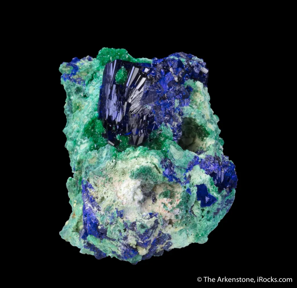 Azurite on Tsumebite (Type Locality) image