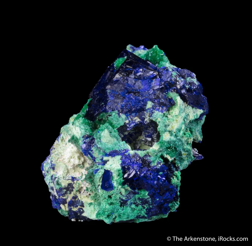 Azurite on Tsumebite (Type Locality) - image 3