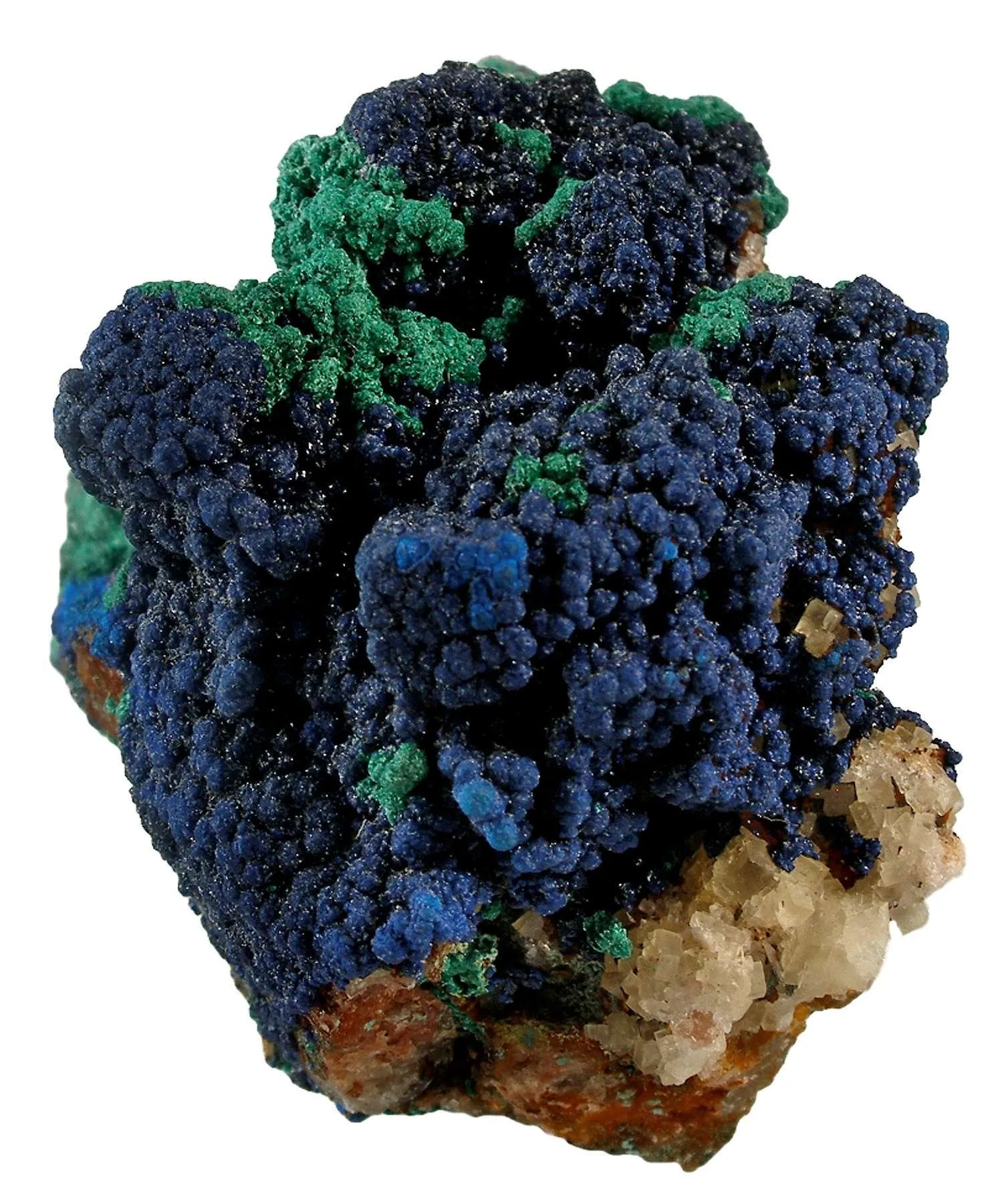 Azurite Replacing Fluorite, With Malachite - image 1
