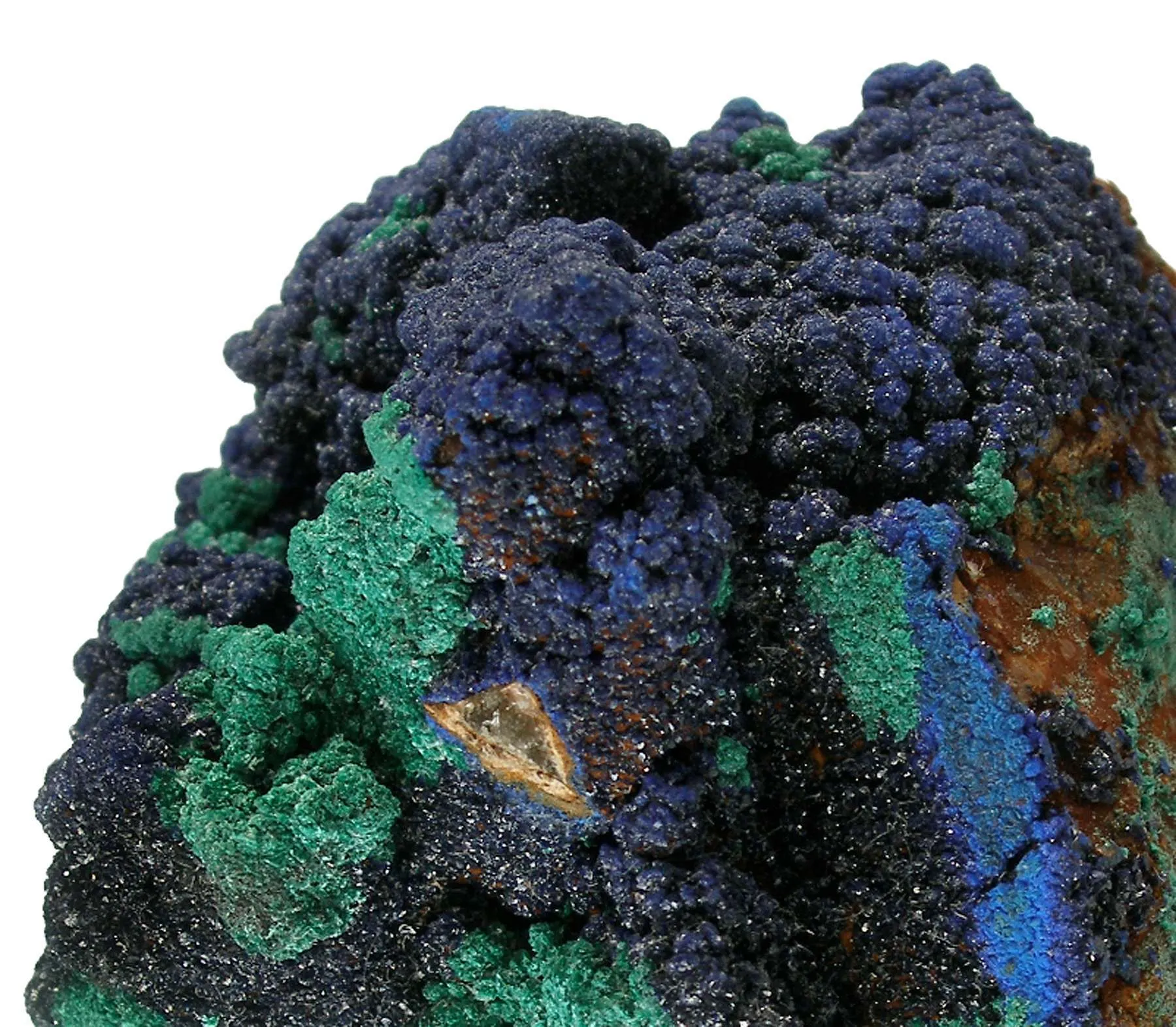 Azurite Replacing Fluorite, With Malachite - image 3
