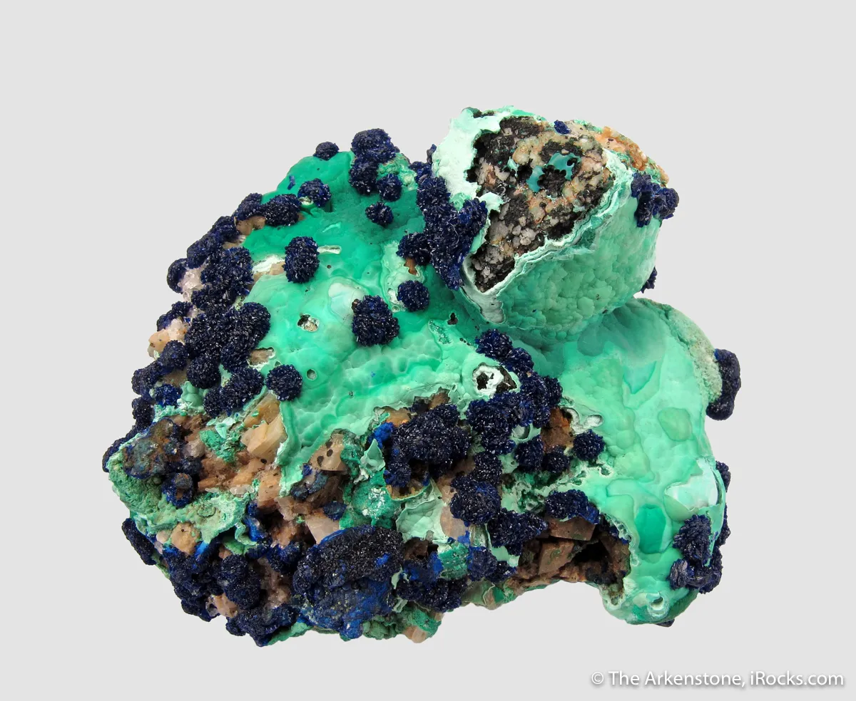 Azurite rosettes on Malachite - image 1