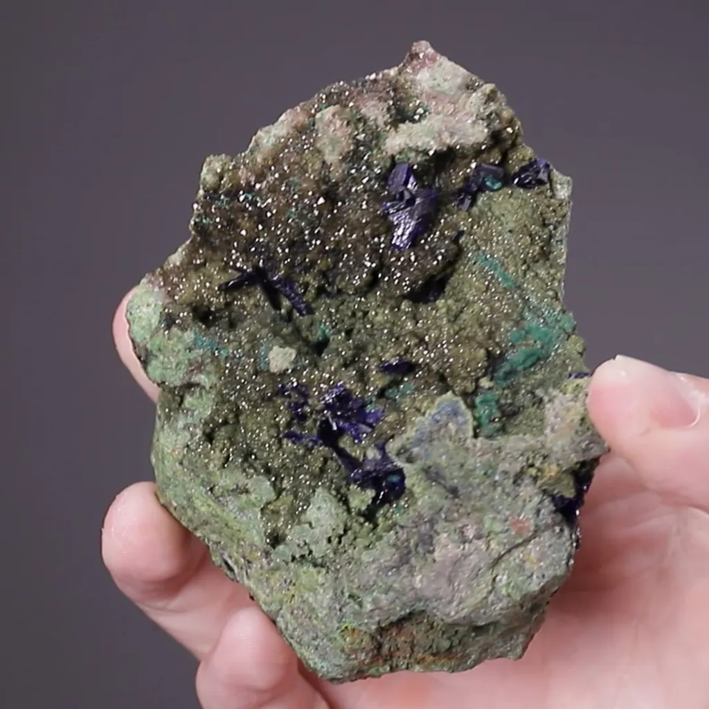 Azurite with Adamite - image 2