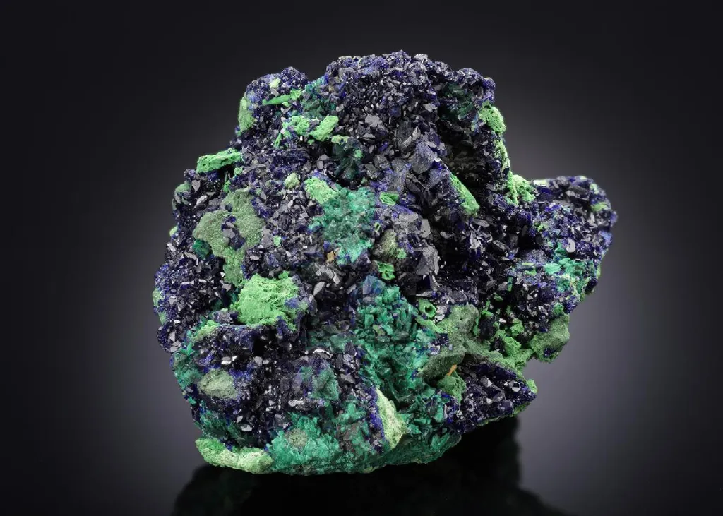 Azurite with Bayldonite and Malachite ps. after Azurite image